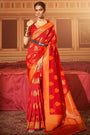 Red Colour Handloom Silk Saree With Zari Weaving Work