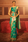 Sea Green Handloom Silk Saree With Zari Weaving Work