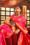 Pink Colour Handloom Silk Saree With Zari Weaving Work