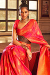 Pink Colour Handloom Silk Saree With Zari Weaving Work