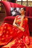 Red Handloom Silk Saree With Zari Weaving Work