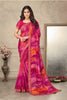 Pink Chiffon Saree With Printed Work