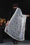 Stylish White Lakhnavi Work Net Dupatta