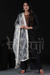 Stylish White Lakhnavi Work Net Dupatta