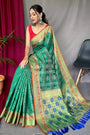 Sea Green Pure Patola Silk Saree