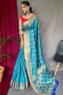 Sky Blue Pure Patola Silk Saree
