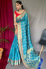 Sky Blue Pure Patola Silk Saree