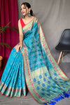 Sky Blue Pure Patola Silk Saree