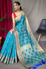 Sky Blue Pure Patola Silk Saree