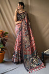 Rosewood Pink Soft Cotton Kalamkari Print Saree