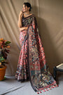 Rosewood Pink Soft Cotton Kalamkari Print Saree