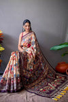 Cream Pure Cotton Floral Saree