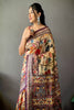 Cream Pure Cotton Floral Saree