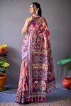 Purple Pure Cotton Floral Saree