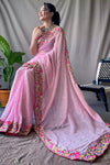 Light Pink Georgette Saree With Sequence Work
