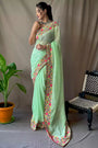 Green Georgette Saree With Sequence Work