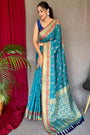 Sky Blue Pure Kutchi Patola Silk Saree