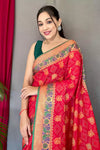Red Pure Kutchi Patola Silk Saree With Weaving Work
