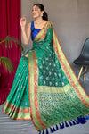 Sea Green Pure Kutchi Patola Silk Saree
