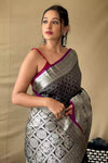 Black Soft Litchi Silk Saree