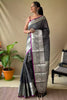 Black Soft Litchi Silk Saree