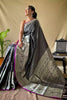 Black Soft Litchi Silk Saree