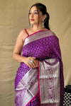 Midnight Purple Soft Litchi Silk Saree