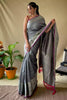 Grey Soft Litchi Silk Saree
