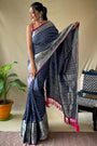 Blue Soft Litchi Silk Saree