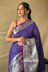 Purple Soft Litchi Silk Saree