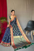Stylish Navy Blue Colour Patola Silk Saree With Blouse