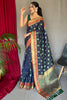 Stylish Navy Blue Colour Patola Silk Saree With Blouse