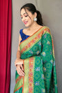 Teal Green Colour Patola Silk Saree With Designer Blouse