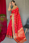 Hot Red Colour Patola Silk Saree With Designer Blouse