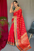 Hot Red Colour Patola Silk Saree With Designer Blouse