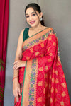 Hot Red Colour Patola Silk Saree With Designer Blouse