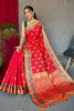 Hot Red Colour Patola Silk Saree With Designer Blouse
