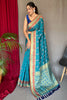 Sky Blue Colour Patola Silk Saree With Designer Blouse