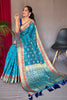 Sky Blue Colour Patola Silk Saree With Designer Blouse