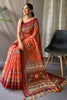 Orange Colour Pure Kalamkari Cotton Saree With Blouse
