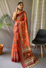 Orange Colour Pure Kalamkari Cotton Saree With Blouse
