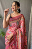 Flamingo Pink Colour Pure Kalamkari Cotton Saree With Blouse