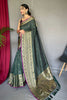 Forest Green Silk Saree With Zari Weaving