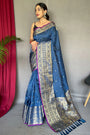 Latest Blue Silk Saree With Zari Weaving