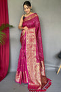 Beautiful Rani Pink Silk Saree With Zari Weaving