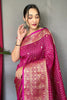 Beautiful Rani Pink Silk Saree With Zari Weaving