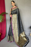 Beautiful Black Silk Saree With Fancy Blouse