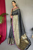 Beautiful Black Silk Saree With Fancy Blouse