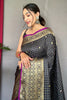 Beautiful Black Silk Saree With Fancy Blouse