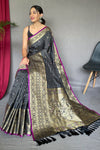 Beautiful Black Silk Saree With Fancy Blouse